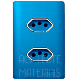 Conjunto Tomada Dupla 10A + 20A - Novara Especiais Azul Fosco